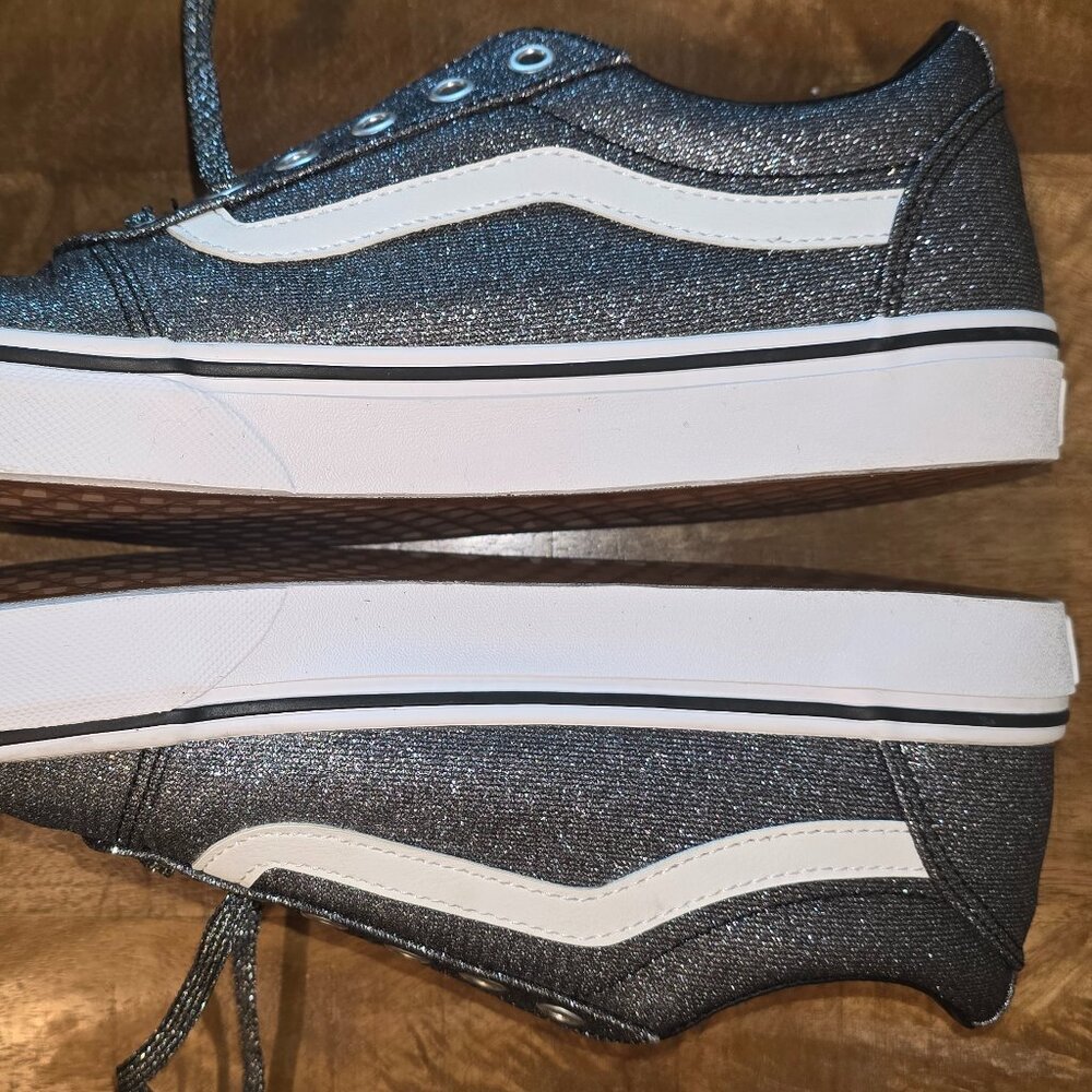 VANS Silver Lurex Glitter Old Skool Skate Shoe - Picture 9 of 16